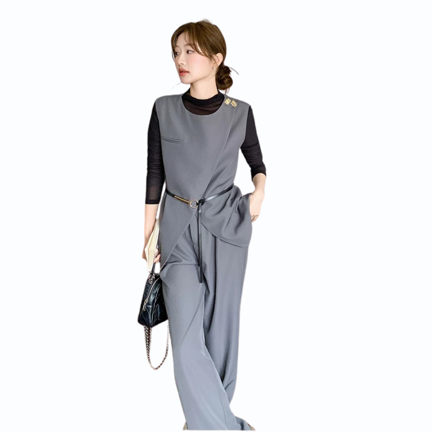 ベスト×インナー×ワイドパンツ 3点セット