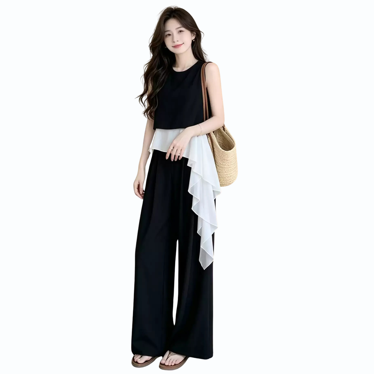 シフォンアシメフリルセットアップ