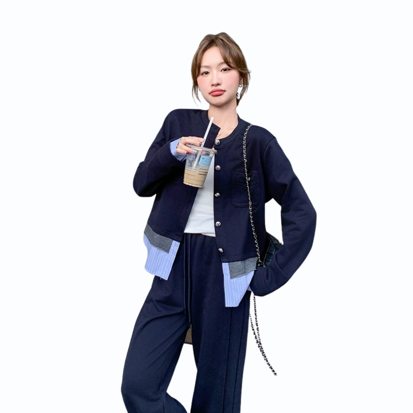 シャツレイヤード風セットアップ