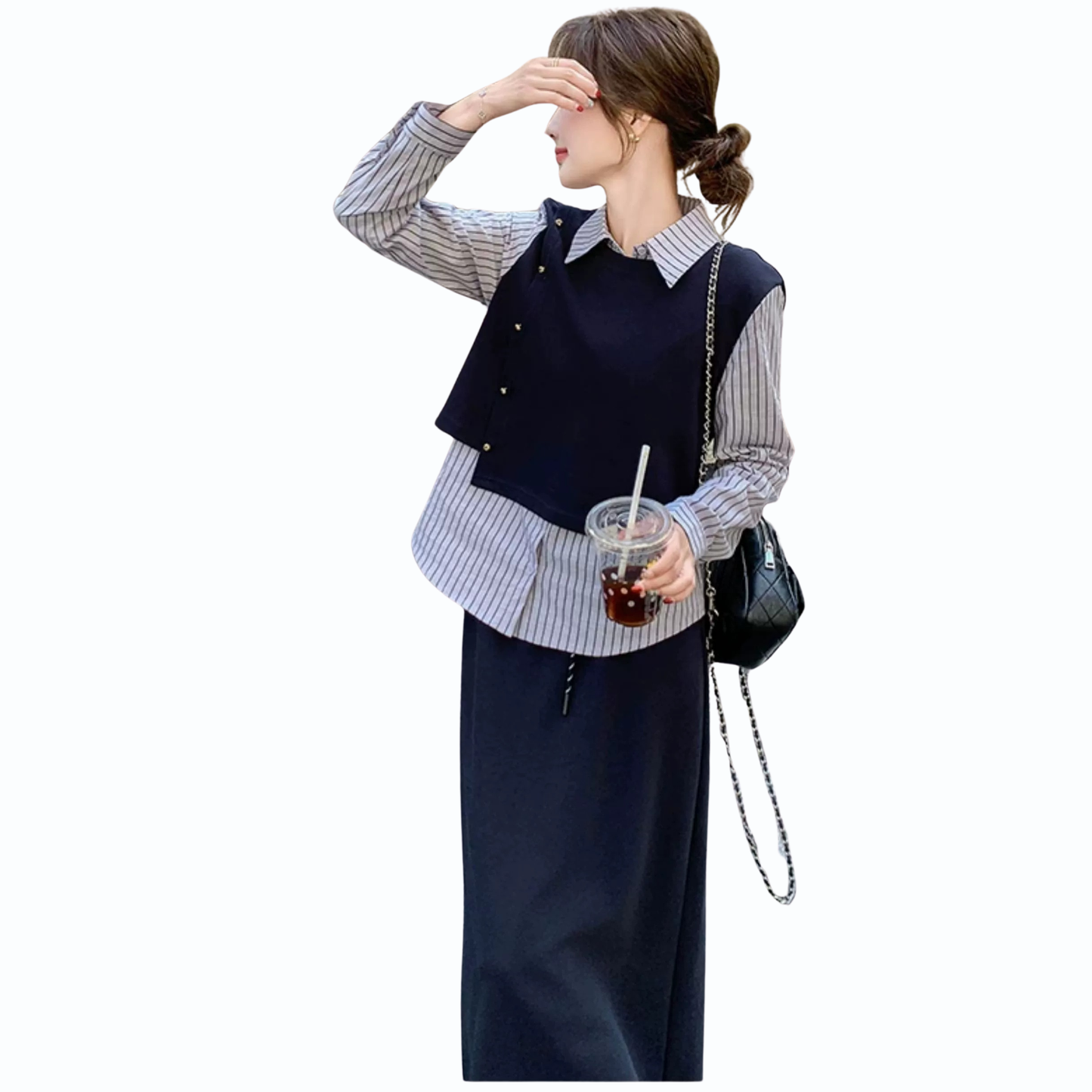 シャツレイヤードスカートセット