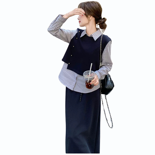 シャツレイヤードスカートセット