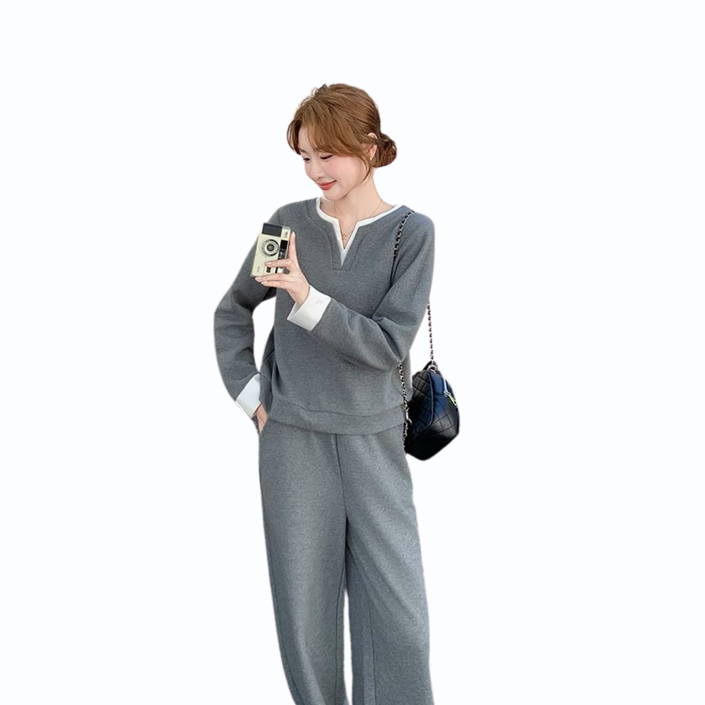 バイカラーネックリラックスセットアップ