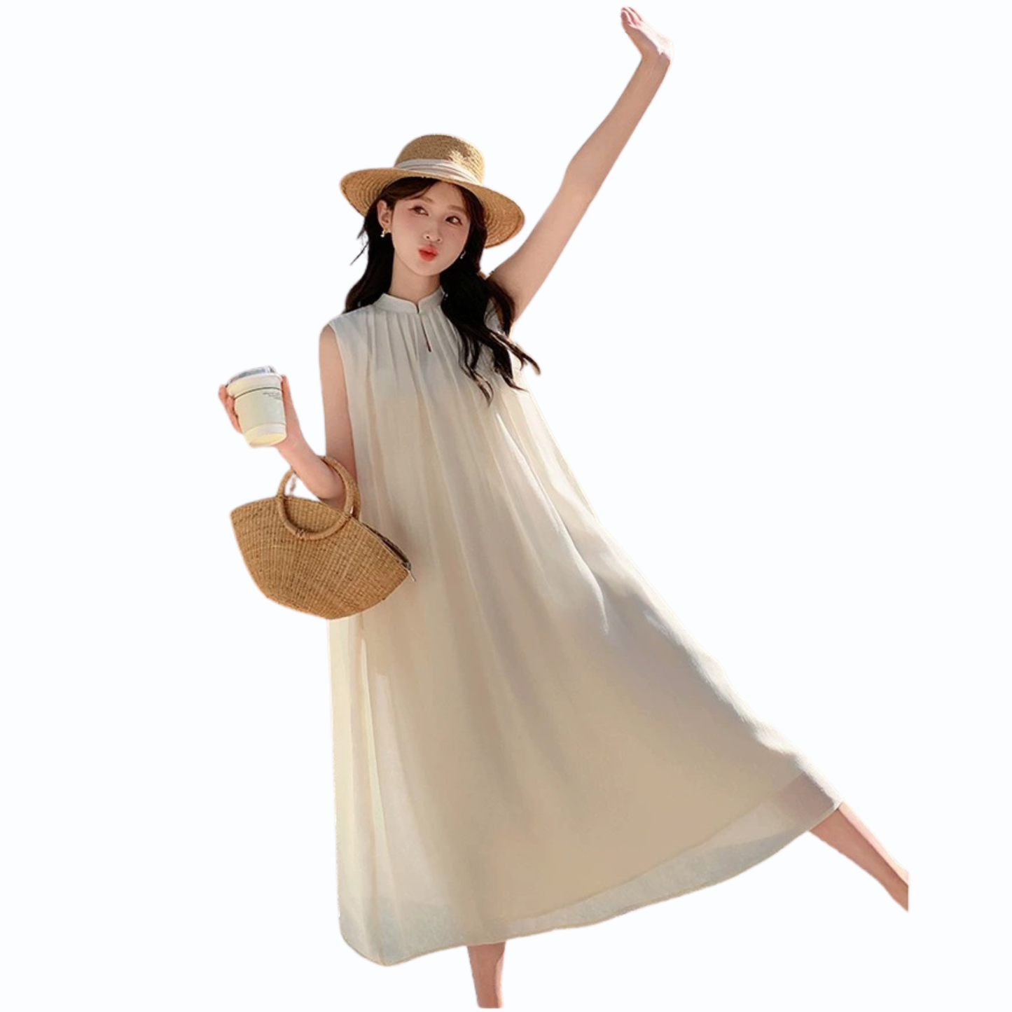 シフォンタッチバックリボンワンピース