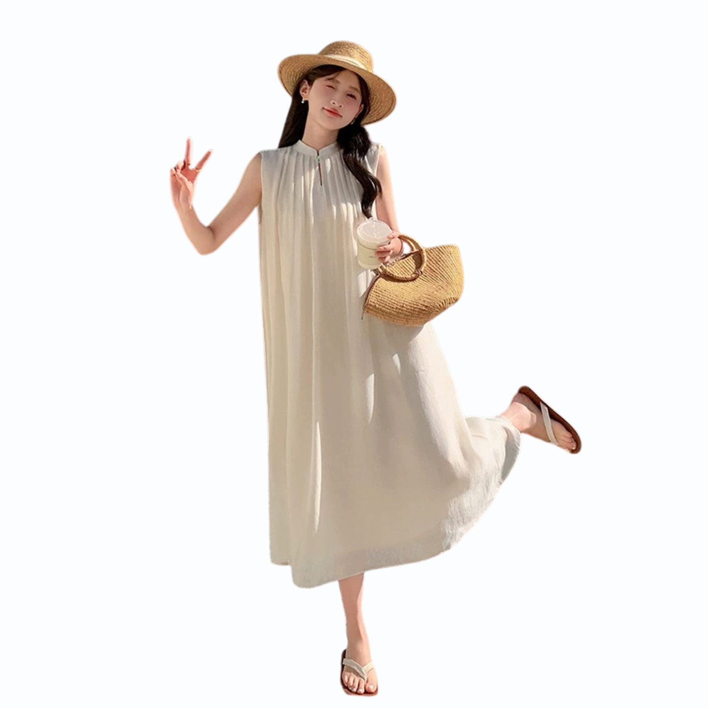 シフォンタッチバックリボンワンピース