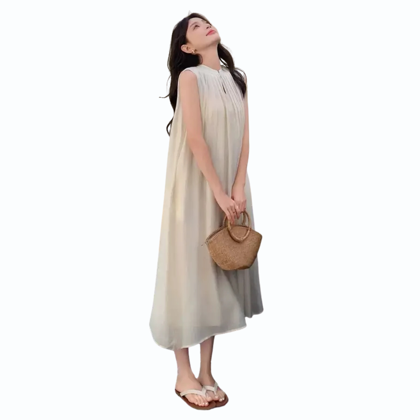 シフォンタッチバックリボンワンピース