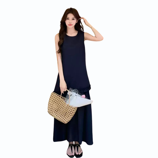 シフォン切替ロングワンピース