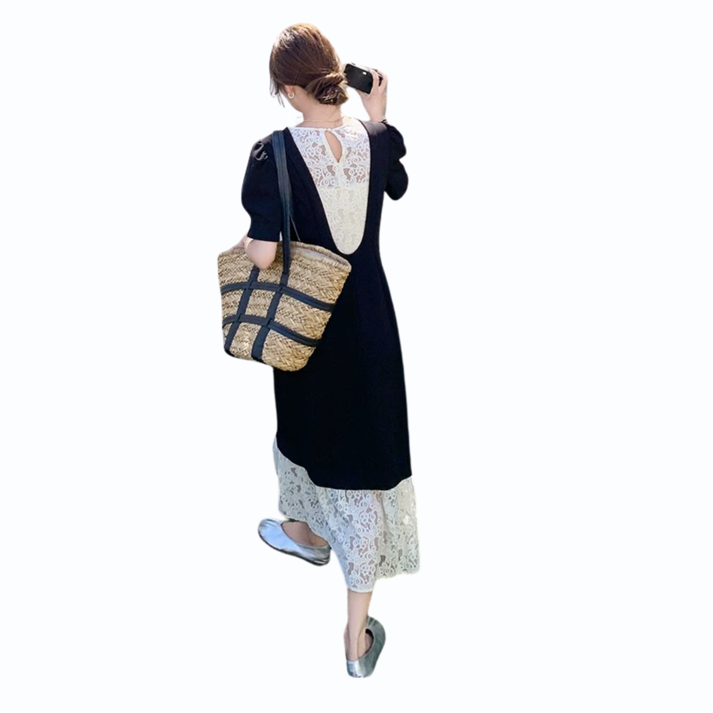 レースレイヤードフレンチワンピース
