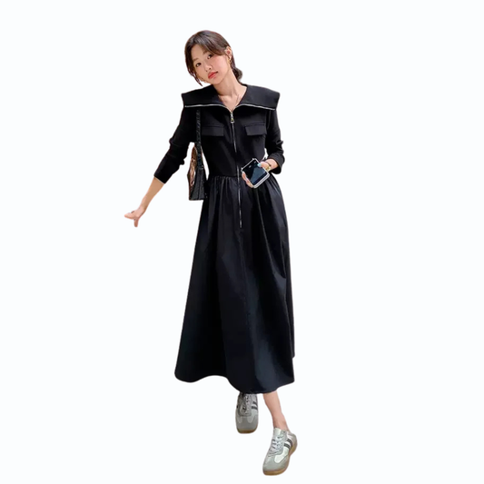 フロントジップフレアワンピース