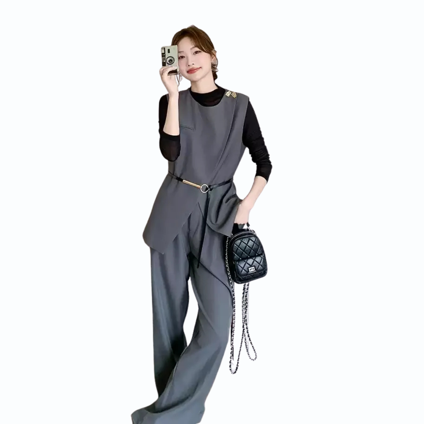 ベスト×インナー×ワイドパンツ 3点セット