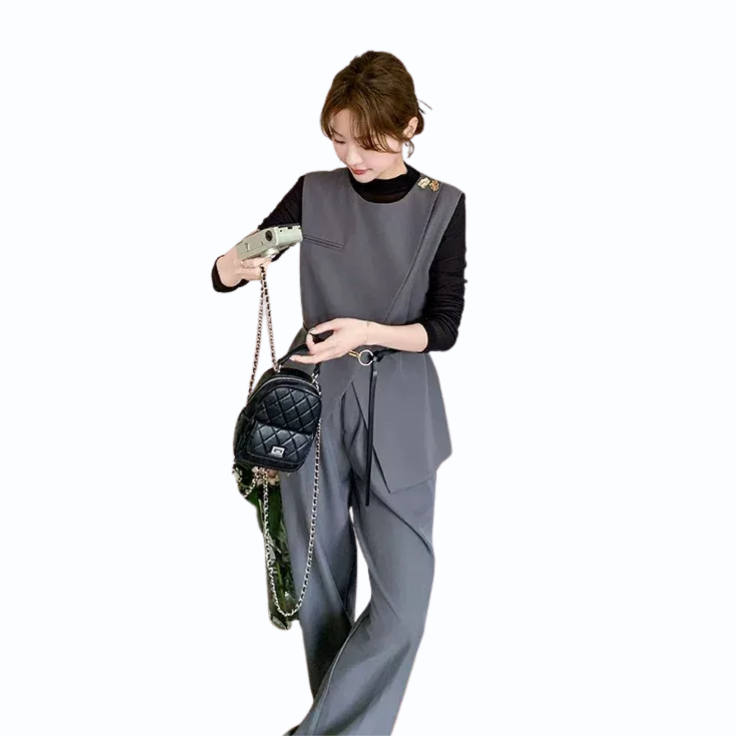ベスト×インナー×ワイドパンツ 3点セット