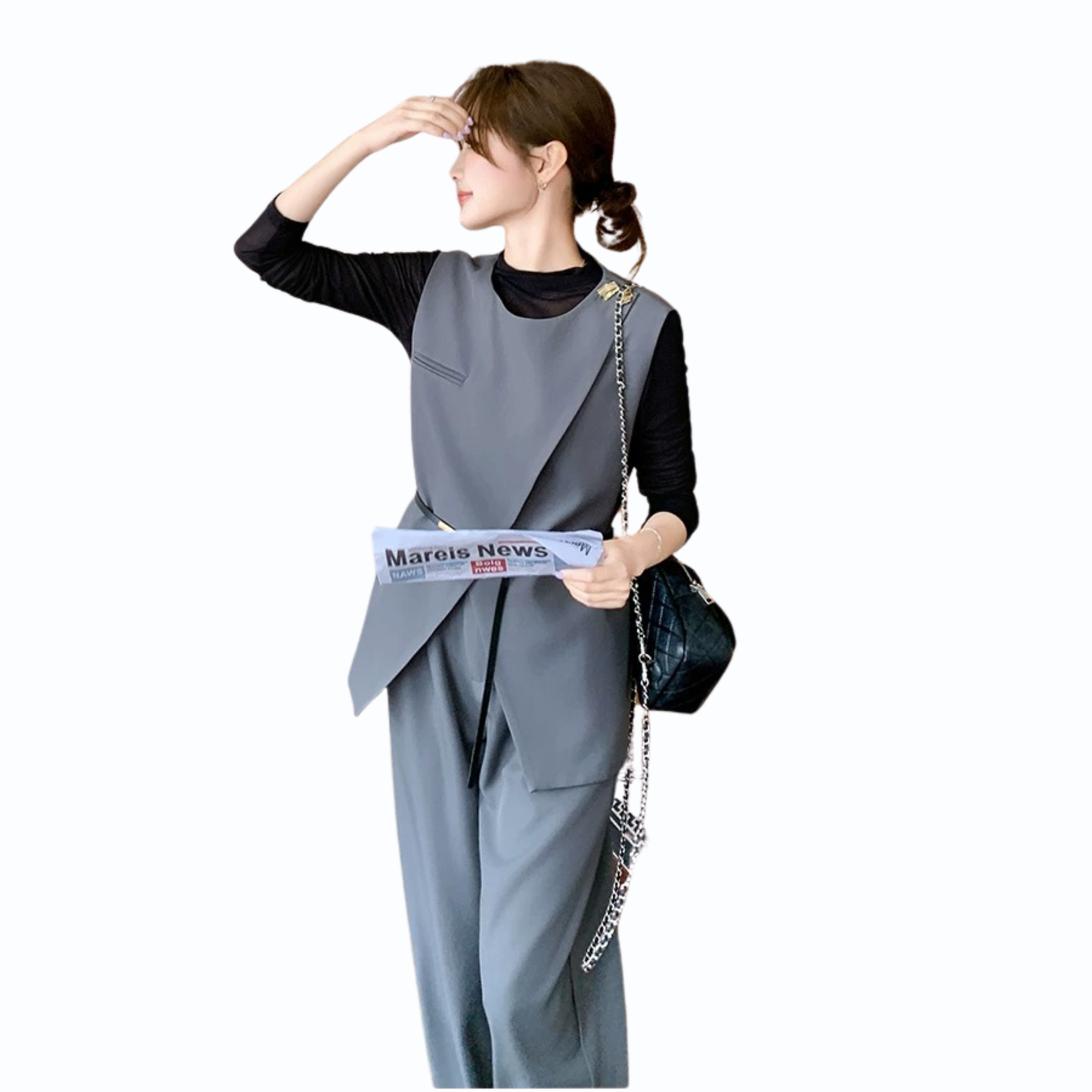 ベスト×インナー×ワイドパンツ 3点セット