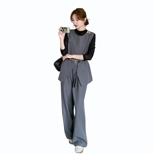 ベスト×インナー×ワイドパンツ 3点セット