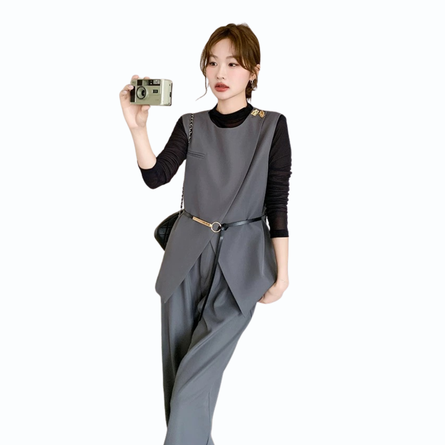ベスト×インナー×ワイドパンツ 3点セット