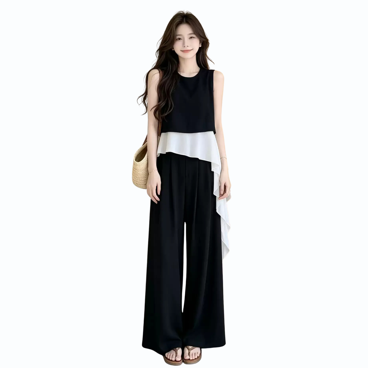 シフォンアシメフリルセットアップ