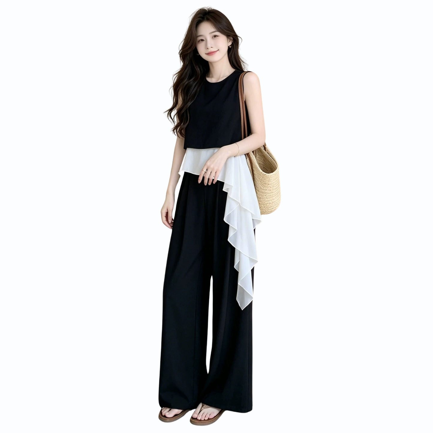 シフォンアシメフリルセットアップ