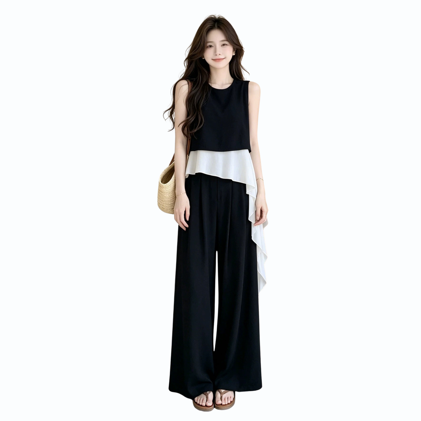 シフォンアシメフリルセットアップ