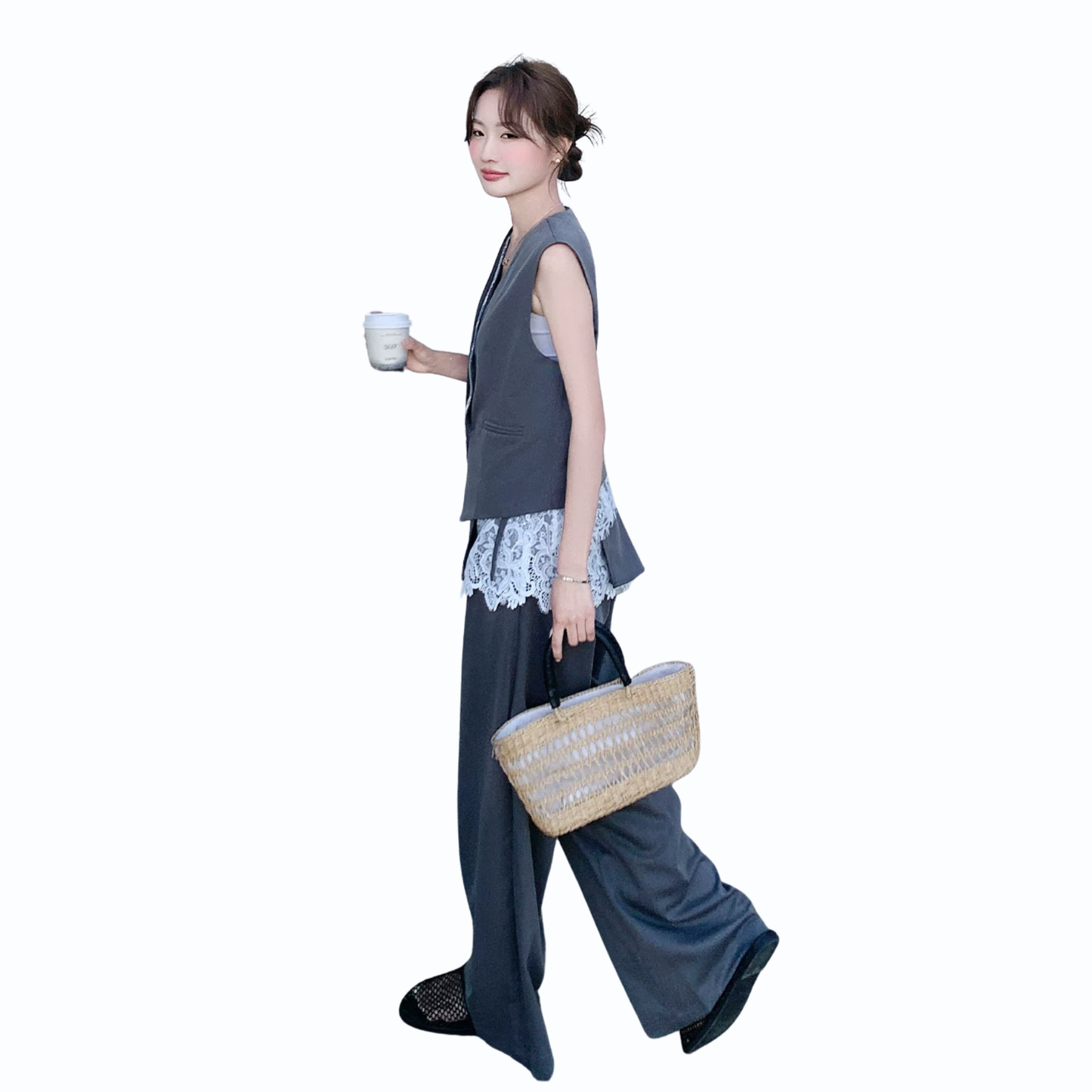 レースデザインベストツーピース