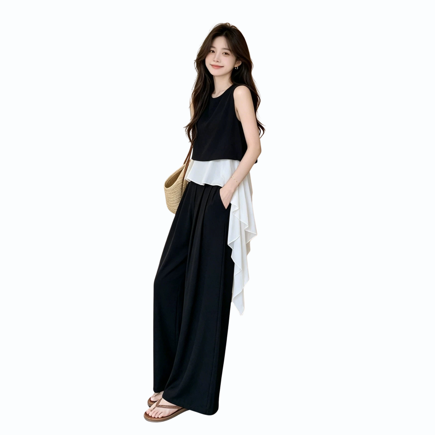 シフォンアシメフリルセットアップ