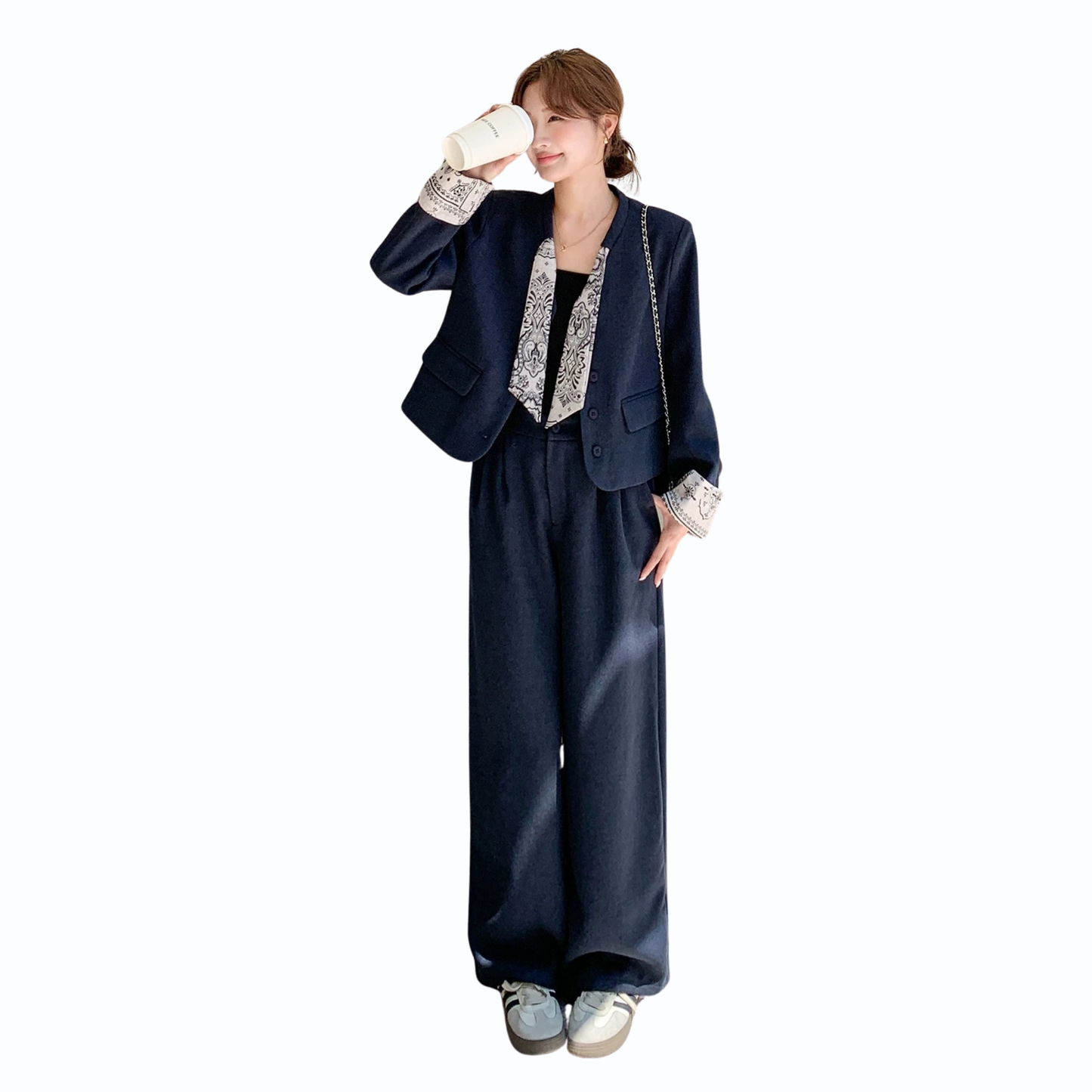 ノーカラージャケットセットアップ